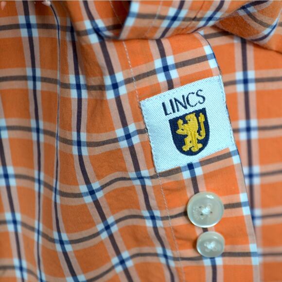 LINCS David Chu XL Orange Plaid Button Down Shirt - Picture 3 of 6